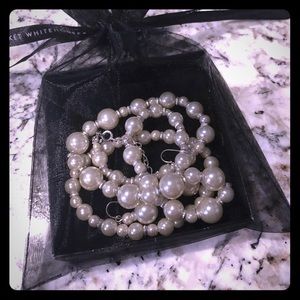 Pearl earrings, necklace, bracelet set